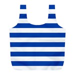 Horizontal Stripes - White and Cobalt Blue Full Print Recycle Bag (L)