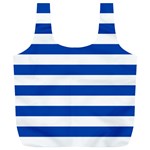 Horizontal Stripes - White and Cobalt Blue Full Print Recycle Bag (XL)