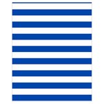 Horizontal Stripes - White and Cobalt Blue Drawstring Bag (Small)