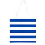 Horizontal Stripes - White and Cobalt Blue Grocery Light Tote Bag