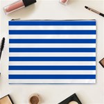 Horizontal Stripes - White and Cobalt Blue Cosmetic Bag (XL)