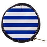 Horizontal Stripes - White and Cobalt Blue Mini Makeup Bag