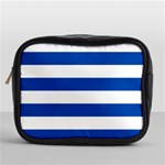 Horizontal Stripes - White and Cobalt Blue Mini Toiletries Bag (One Side)