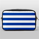 Horizontal Stripes - White and Cobalt Blue Toiletries Bag (One Side)