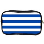 Horizontal Stripes - White and Cobalt Blue Toiletries Bag (Two Sides)