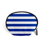 Horizontal Stripes - White and Cobalt Blue Accessory Pouch (Small)