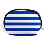 Horizontal Stripes - White and Cobalt Blue Accessory Pouch (Medium)