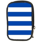 Horizontal Stripes - White and Cobalt Blue Compact Camera Leather Case