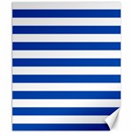 Horizontal Stripes - White and Cobalt Blue Canvas 8  x 10 