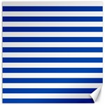 Horizontal Stripes - White and Cobalt Blue Canvas 12  x 12 