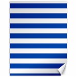 Horizontal Stripes - White and Cobalt Blue Canvas 12  x 16 