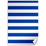 Horizontal Stripes - White and Cobalt Blue Canvas 12  x 18 