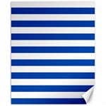 Horizontal Stripes - White and Cobalt Blue Canvas 16  x 20 