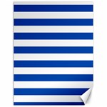 Horizontal Stripes - White and Cobalt Blue Canvas 18  x 24 