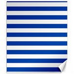 Horizontal Stripes - White and Cobalt Blue Canvas 20  x 24 