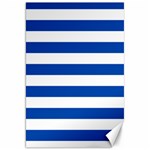 Horizontal Stripes - White and Cobalt Blue Canvas 20  x 30 