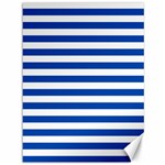 Horizontal Stripes - White and Cobalt Blue Canvas 36  x 48 