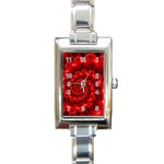 Glossy Red Spiral Fractal Rectangle Italian Charm Watch