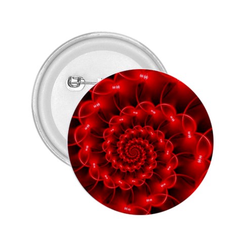 Glossy Red Spiral Fractal 2.25  Button from ArtsNow.com Front