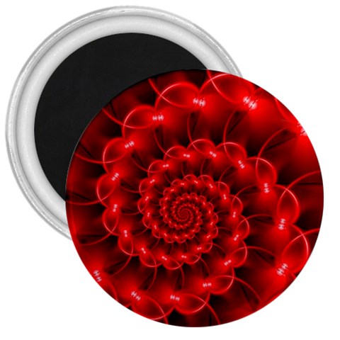 Glossy Red Spiral Fractal 3  Magnet from ArtsNow.com Front