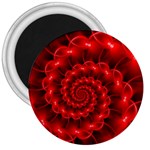 Glossy Red Spiral Fractal 3  Magnet