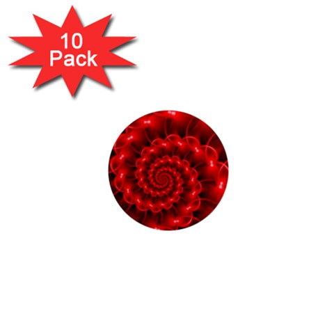 Glossy Red Spiral Fractal 1  Mini Magnet (10 pack)  from ArtsNow.com Front