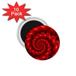 Glossy Red Spiral Fractal 1.75  Magnet (10 pack) 