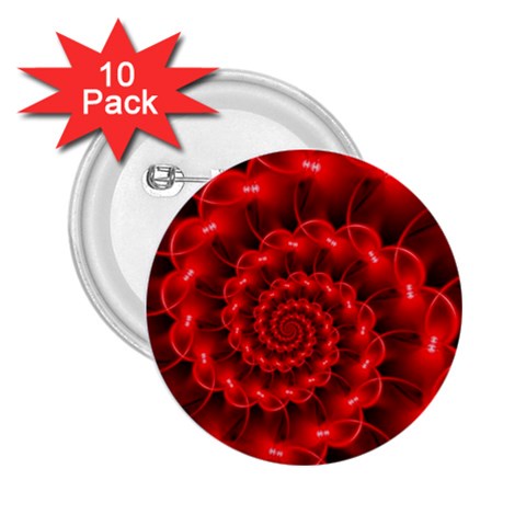 Glossy Red Spiral Fractal 2.25  Button (10 pack) from ArtsNow.com Front