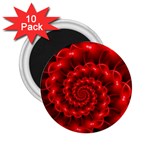 Glossy Red Spiral Fractal 2.25  Magnet (10 pack)