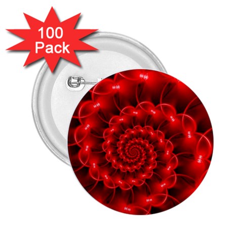 Glossy Red Spiral Fractal 2.25  Button (100 pack) from ArtsNow.com Front