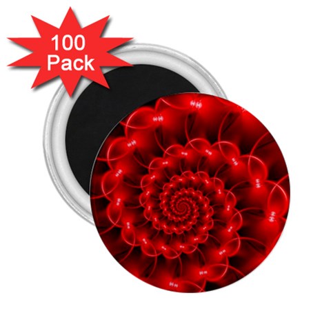 Glossy Red Spiral Fractal 2.25  Magnet (100 pack)  from ArtsNow.com Front