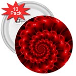 Glossy Red Spiral Fractal 3  Button (10 pack)