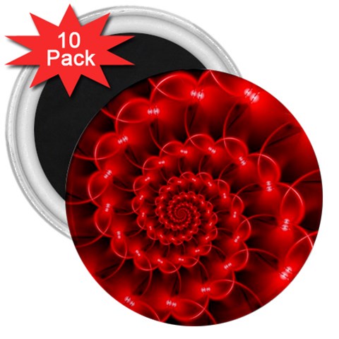 Glossy Red Spiral Fractal 3  Magnet (10 pack) from ArtsNow.com Front