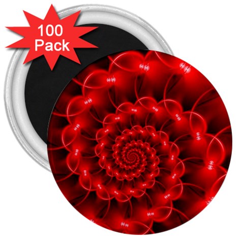 Glossy Red Spiral Fractal 3  Magnet (100 pack) from ArtsNow.com Front