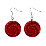 Glossy Red Spiral Fractal 1  Button Earrings