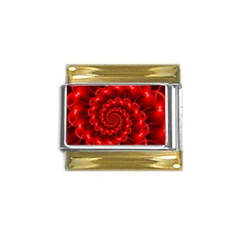 Glossy Red Spiral Fractal Gold Trim Italian Charm (9mm) from ArtsNow.com Front