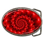 Glossy Red Spiral Fractal Belt Buckle