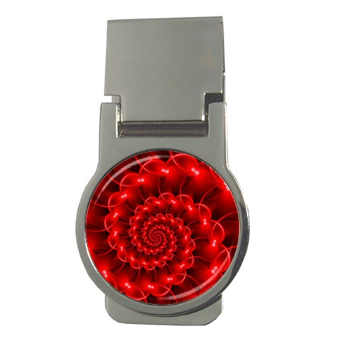 Glossy Red Spiral Fractal Money Clip (Round) from ArtsNow.com Front