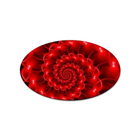 Glossy Red Spiral Fractal Sticker (Oval) from ArtsNow.com Front