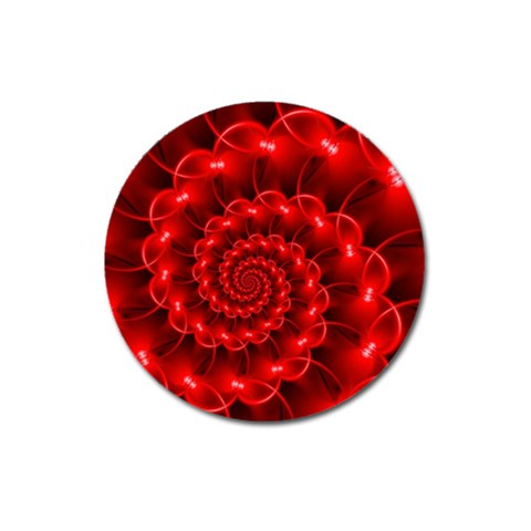 Glossy Red Spiral Fractal Magnet 3  (Round) from ArtsNow.com Front