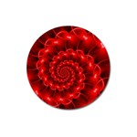 Glossy Red Spiral Fractal Magnet 3  (Round)