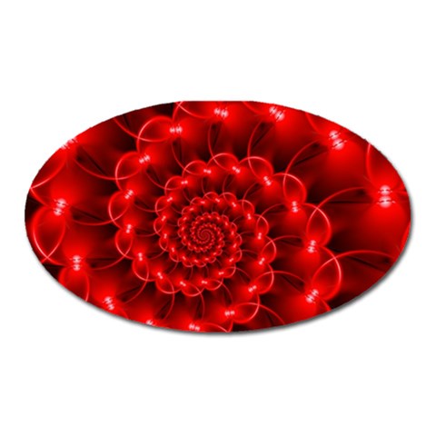 Glossy Red Spiral Fractal Magnet (Oval) from ArtsNow.com Front