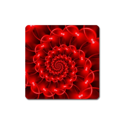 Glossy Red Spiral Fractal Magnet (Square) from ArtsNow.com Front