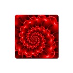 Glossy Red Spiral Fractal Magnet (Square)