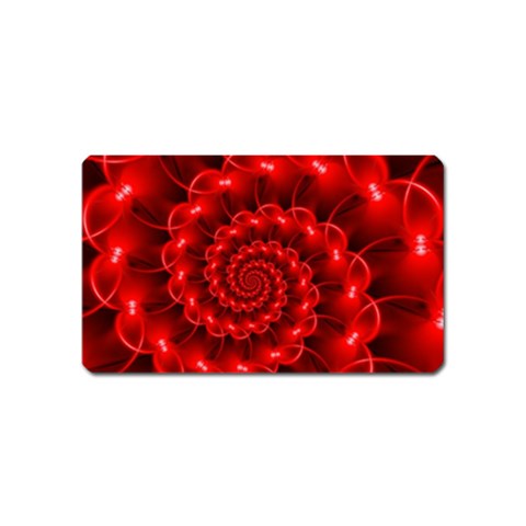 Glossy Red Spiral Fractal Magnet (Name Card) from ArtsNow.com Front