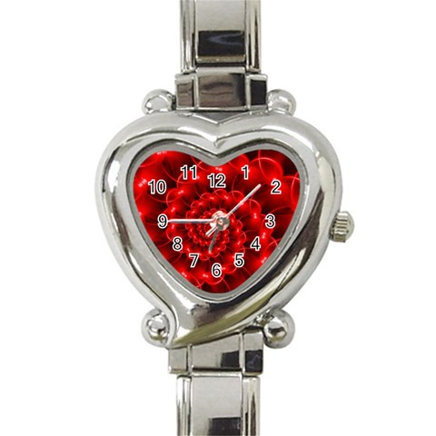 Glossy Red Spiral Fractal Heart Italian Charm Watch from ArtsNow.com Front