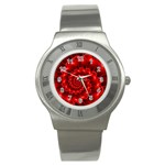 Glossy Red Spiral Fractal Stainless Steel Watch