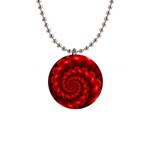 Glossy Red Spiral Fractal 1  Button Necklace