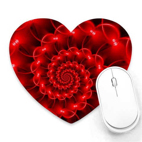 Glossy Red Spiral Fractal Heart Mousepad from ArtsNow.com Front