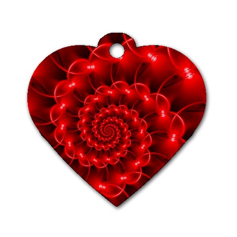 Glossy Red Spiral Fractal Dog Tag Heart (One Side) from ArtsNow.com Front